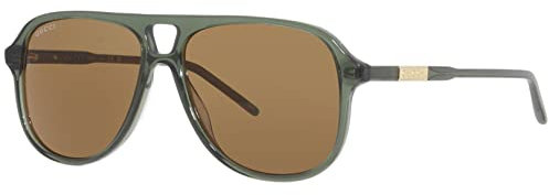 GUCCI Mens GG1156S 002 57 Sunglasses, Green-Green-Brown