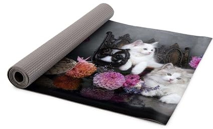 HomeLife PVC Küchenläufer waschbar & rutschfest | 52 × 180 cm | PVC Teppich Läufer für Küche, Flur & Bad | Polyester Teppich für Eingangsbereich Innen & Außenbereich | Katzenzauber