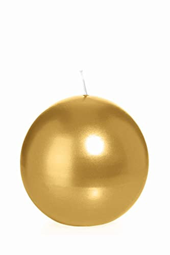 INNA-Glas Kugelkerze ROSELLA, gold, Ø10 cm, 46h - Made in Germany - Kugel Kerze