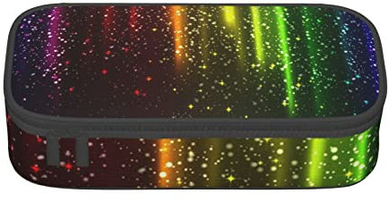 TOPUNY Rainbow Neon Printing Large Capacity Pencil Case, Pencil Pouch, Portable Stationery Bag, Multifunctional Organizer