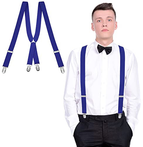 SATINIOR Hosenträger X Form fur Herren mit Clip Verstellbare(Königsblau)