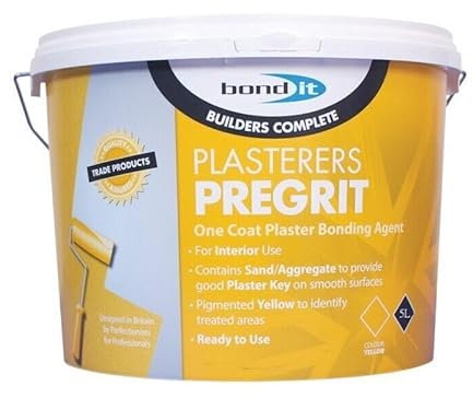 Bond It Plasterers Pregrit Internal Plaster Yellow Grip Coat Bonding Agent Pale Yellow Liquid 5 Litres