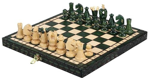 Sunrise Chess Königliches Schachset in Grün – Kompakt, Stilvoll und Preiswert