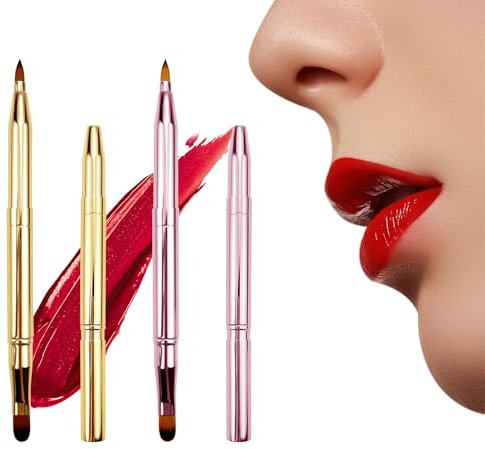 2 PCS Retractable Lip Makeup Brush, Portable Dual End Lipstick Brush,Eye Make Up Brushes Concealer Brushes Eye Shadow Brush Lip Brush tool Lip Contours Makeup Tool