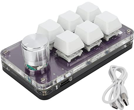 One Handed Gaming Keyboard,Mini 3 Key Keypad Mechanical White Gaming Keyboard Programmable One Handed With Illuminated Knob for Office Games Music Industrial Control