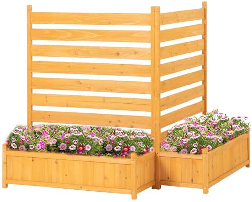 FORTUNO Valla de madera para aire acondicionado, valla de privacidad para exteriores, con maceta, para cubo de basura, equipo de piscina, 36 pulgadas de ancho x 45 pulgadas de alto (2 paneles)