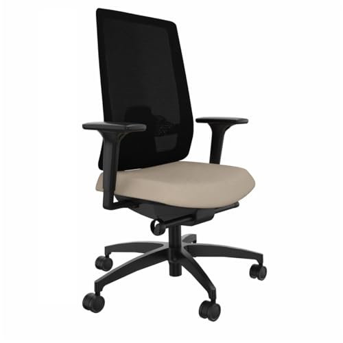 Dauphin Indeed ergonomischer Bürostuhl Drehstuhl beige, belastbar bis 150kg für Home Office und Büro, hohe Rückenlehne, 4F-Armlehne, Lordosenstütze