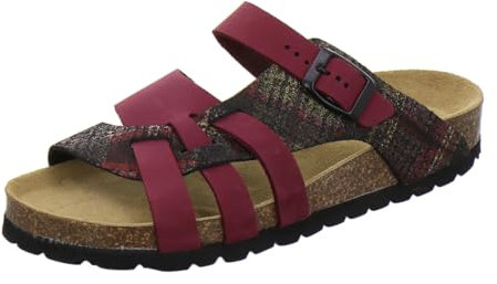 AFS-Schuhe 2122, Damen Pantoletten aus echtem Leder, hochwertige Hausschuhe für Frauen mit Eva-Sohle, Made in Germany (40 EU, Beere-Scott Leder)