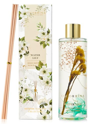 Cocorrína Raumduft mit Duftstäbchen, 430ml Wasserlilie Reed Diffuser, Lufterfrischer für Badezimmer, Regal, Heimdekoration
