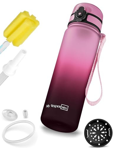 My Vesperbox Minny Kinder-Trinkflasche 750ml – Auslaufsicher & BPA-frei – inkl. Ersatzdichtung, Reinigungsbürste, Fruchtsieb & optionalem Strohhalm – Ideal für Schule, Kindergarten & Sport