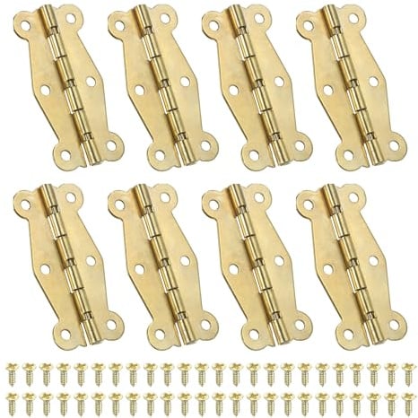 PATIKIL Petites Charnières Mini de Boîte Vintage 49mm, 8 Pcs 90 Degré Charnières de Papillon pour Boîte à Bijoux, Quincaillerie avec Vis pour Armoire, Boîte en Bois, Tiroir, Doré