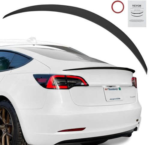 VEVOR GT Wing Autospoiler, 48,2 Zoll Spoiler, Kompatibel mit Tesla Model 3, Hochfestes ABS-Material, Einbrennlackierung, Auto Heckspoilerflügel, Rennspoiler für Autos, Mattschwarz