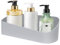 Minicoco Bathroom Shelf Adhesive Shower Caddy Basket Organiser Wall Mounted No Drilling Bath Storage Stick On Shelf Holder (Grey)