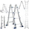 Eulenke Teleskopleiter Aluleiter 4.02m 4x4 Sprossen Mehrzweckleiter, 4 in 1 Klappleiter 150 kg Belastbarkeit, Anlegeleiter, Treppenleiter, Bockleiter, Schiebeleiter