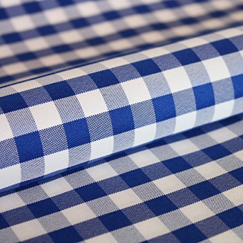 Stoff Meterware Karo 1x1 cm Outdoor 160 cm - 1 Meter, Wasserabweisend, Schmutzabweisend, Kariert, Terrasse, Balkon, Kissenhüllen, Tischdecken, Deko (Blau)