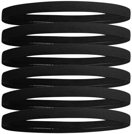 Haarband Herren Sport Schwarz Elastisches Fussball Haarband Dünn Stirnband Herren Haarbänder Damen für Fußball Yoga 6 Stück