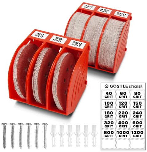 125mm Schleifscheiben Aufbewahrungsbox – Set aus 6 Boxen, Rot, Platzsparend, Stapelbar, mit Körnungs-Kategorisierung für Werkstatt und Exzenterschleifer Zubehör
