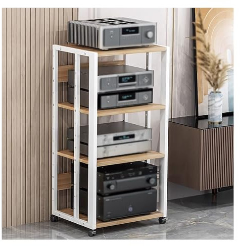 Home Theater Ufficio Audio Video Rack Tower Supporto multimediale, Mobile TV ad Angolo a 4 Livelli, Mobile portaoggetti per componenti Mobile Stereo, Console per Giradischi per Soggiorno Mob