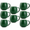 myGrtfam Ceramic Coffee Mugs Set of 8 for Latte Cappuccino Stoneware Cup Ice Cream Hot Chocolate 12oz Round Green