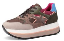 QUEEN HELENA Sneakers Platform Scarpe da Ginnastica Leggere Casual Donna X31-29 (Khaki e Fucsia, Sistema Taglie Calzature EU, Adulto, Donna, Numero, Media, 40)