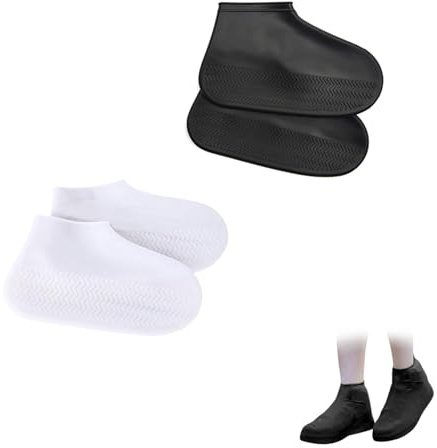 RHQFDM Funda de silicona para zapatos, 4 piezas, reutilizable, antideslizante, de silicona, impermeable, unisex, semitransparente, para días lluviosos, playas, caminos fangosos