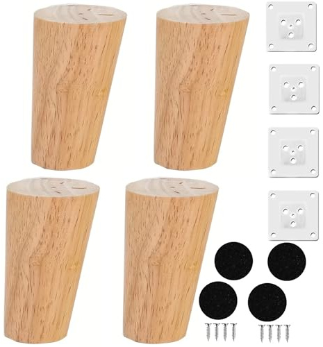Goomp Lot de 4 Pieds de Meuble 10 cm,Pieds de Canap Pieds Meuble Bois Pieds de Lit en Bois Patte de Lit Pieds de Table Pied Sommier Pieds Canapé à Visser,Pieds de Rechange pour Canapé, Meuble TV, Lit
