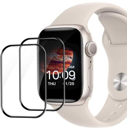 Cable Leader Schutzfolie für Panzerglas für Apple Watch Series 7/8/9(45mm), 2 Stück Ultra-Klar Apple Watch 45mm Displayschutz, Sensitive Touch, Anti-Bläschen, Kratzfest iWatch 45mm Panzerfolie