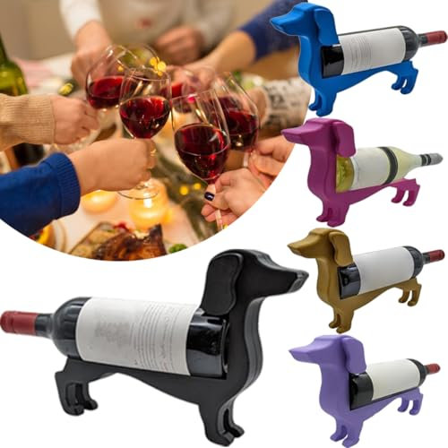 5pcs Dachshund Wine Bottle Holder, 2024 Novelty Unique Dachshund Bottle Holder New Dachshund Dog Red Wine Bottle Holder, For Kitchen Wine Organizer Bar Decor
