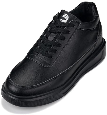 CALTO Scarpe da uomo invisibili, altezza crescente, ultra leggere, con lacci, sportive, 7,1 cm, nero, 42 EU