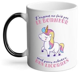 Thermo-Reactive Mug Magic Mug - Unicorn - Money Does Not Make Happiness Cute Animal - 325 ml