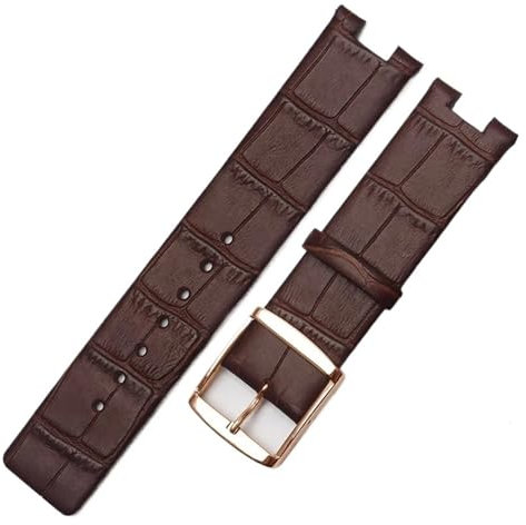 RTRCAGAKM Uhrenarmband passend for CK K1S21102 K1S21120, Leder, langlebig, weich, passend for Calvin, passend for Klein, spezielles konkaves Schnittstellenband, 20 mm, Damen(Brown-rosegold)