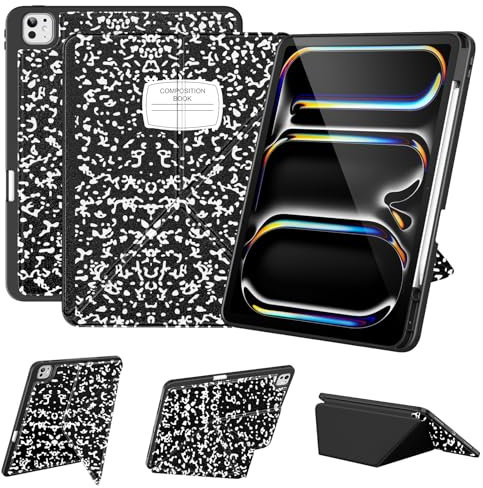 VIKESI für iPad Pro 13 Zoll M4 Hülle 2024, Origami-Hülle mit Mehrfachfaltung, Ständer mit Mehreren Winkeln, Apple Pencil-Halter, unterstützt Auto Wake/Sleep-Schwarzbuch