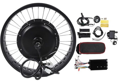 Fockety 20 Zoll Hinterrad Elektrofahrrad Umrüstsatz, 72 V 5000 W Hinterrad E Nabenmotor Kit mit Controller, LCD Display, Bremse, Drehgas Elektrofahrrad E Kit IP65