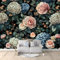 Tapete 3D Effekt Vintage-Blumen Hortensien Pfingstrosen Rosen Fototapete Wohnzimmer 250 x 175 cm Vlies Tapeten Wandtapete Moderne Wanddeko Wand Dekoration Wohnzimmer Schlafzimmer Büro Flur
