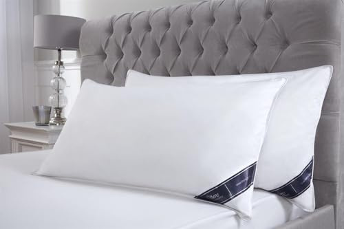 Littens 50cm x 100cm Luxury Emperor Size White Goose Feather & Down Pair Pillows 230TC Down-Proof Cotton, Piped Edge, Long (20 x 40)
