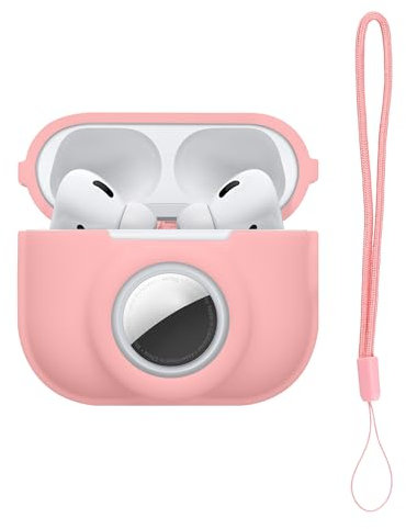 kwmobile Coque Compatible avec Apple Airpods Pro 2 Coque - Coque pour Écouteurs sans Fil en Silicone avec Support pour AirTag et Mousqueton - Rose Ancien