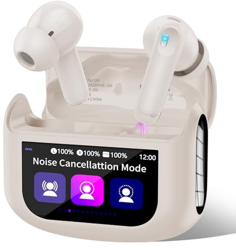 Auriculares Inalámbricos Bluetooth ANC Reducción de Ruido, Auriculares Bluetooth 5.4 Con HD Micrófono, Sonido Premium, Pantalla Táctil, IP7 Impermeable Cascos Inalámbricos 40H Reproducción, Camel