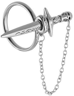 HZMAN Sword Ring for Men Women Stainless Steel Gothic Punk Plug-in Skull Dagger Rings Jewelry Gift, Metal, No Gemstone