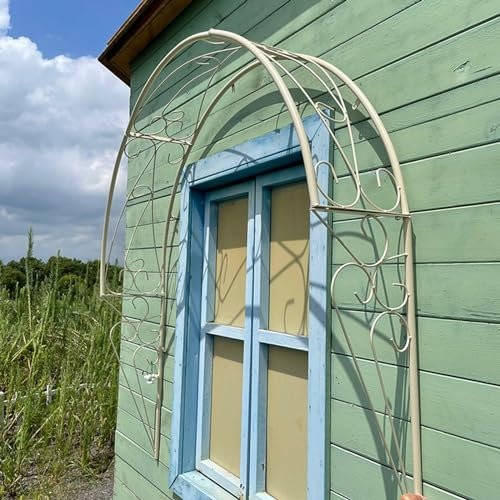 Half Round Wrought Iron Garden Arch Trellis for Climbing Plants Decorative Archway for Patios Windows Gardens and Porches