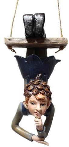 Senrusa Schaukel-Feenstatue, wunderschön gestaltete Fee, hängendes Ornament für den Garten im Freien