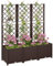 Outsunny Jardinière avec Treillis, lit surélevé de Jardin, jardinière extérieure avec 8 Trous de Drainage, réservoirs d'eau, bac à Fleurs pour Balcon terrasse Patio, 120 x 40 x 135 cm, Marron