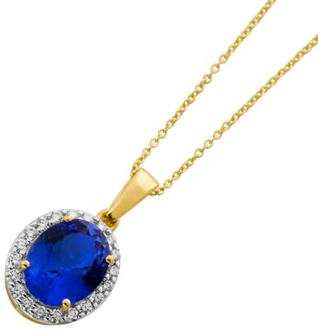 Ch.Abramowicz Brillant Halskette Anhänger Gold 585 14K Natur Tansanit Diamanten 45