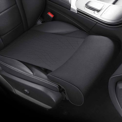 YUNFAN Car Seat Extender,Car Seat Cushion - with Comfort Leg Support Pillow,Leather Leg Extender Cushion,Anti-Slip Legs Rest Mat,Extended Auto Support Pillow for Driving (Black)