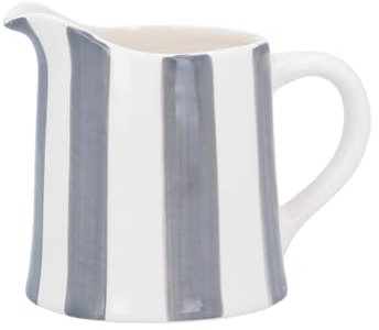 Gisela Graham Light Grey Striped Stoneware Serving Jug, 150ml