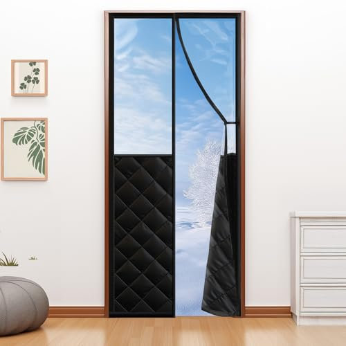 Fillis Rideau Magnétique Isolant Thermique, 80x200cm Rideau Thermique de Porte Coupe-Vent et Anti-Froid Économe en Énergie pour Porte Balcon ou Terrasse, Noir