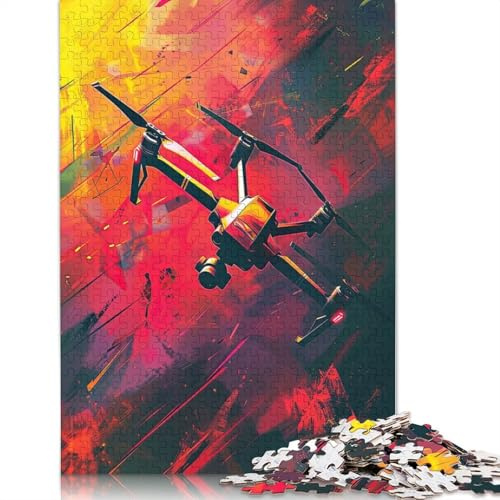 Puzzle für Erwachsene, 1000-teiliges Drohnen-Flug-Puzzle aus Holz, lustiges Geschenk, 1000 Teile (75 x 50 cm)