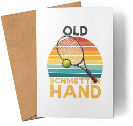 Lilavie-Design Old Schmetterhand Tennis Retro Spruch Karte Grußkarte Faltkarte