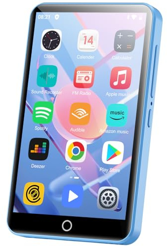 Lettore MP3 con Bluetooth e WiFi, Oilsky 80GB 4 pollici Android 9.0 Mp3, 1080P Touchscreen MP4 Player, Portable Music Player con Spotify, Audible, Deezer (Blu)