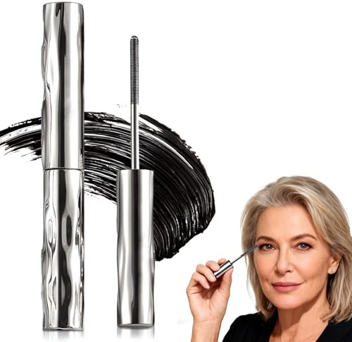 Mascara für ältere Frauen – Iron Eye Mascara mit Metallbürste, Schwarze Wimperntusche 3D Curling Volumen & Länge, Wasserfest, Wischfest, Schnell Trocknend, Ideal für feine & kurze Wimpern (1pcs)