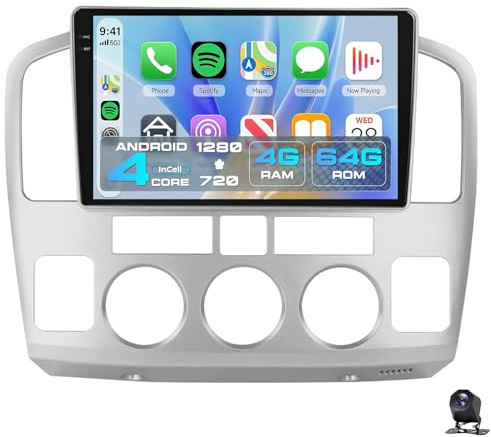Wireless Carplay Android Auto per Suzuki Grand Vitara 2001-2006 Android 15 Autoradio Radio Touchsreen In-Cell da 9 pollici con 5G WiFi GPS RDS FM Bluetooth USB Telecam(Size:4 CORE 2+32G,Color:Argento)